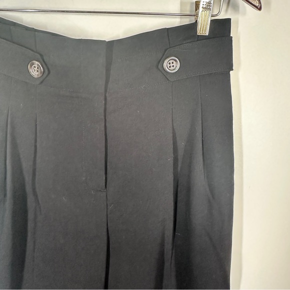 Ann Taylor Black Paper Bag Waist Pants Size 6 Straight Leg Buttons Pleated I15 - Picture 4 of 8